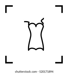 Swimsuit isolated minimal single flat linear icon for application and info-graphic. Women line vector icon for websites and mobile minimalistic flat design.