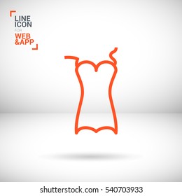 Swimsuit isolated minimal single flat linear icon for application and info-graphic. Women line vector icon for websites and mobile minimalistic flat design.