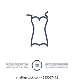 Swimsuit isolated minimal single flat linear icon for application and info-graphic. Women line vector icon for websites and mobile minimalistic flat design.