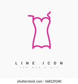 Swimsuit isolated minimal single flat linear icon for application and info-graphic. Women line vector icon for websites and mobile minimalistic flat design.