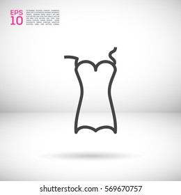 Swimsuit isolated minimal single flat linear icon for application and info-graphic. Women line vector icon for websites and mobile minimalistic flat design.