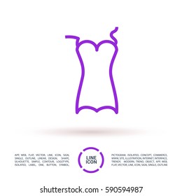 Swimsuit isolated minimal single flat linear icon for application and info-graphic. Women line vector icon for websites and mobile minimalistic flat design.