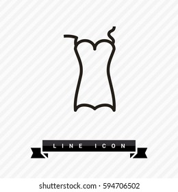 Swimsuit isolated minimal single flat linear icon for application and info-graphic. Women line vector icon for websites and mobile minimalistic flat design.