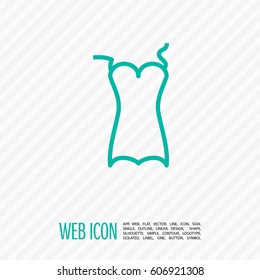 Swimsuit isolated minimal single flat linear icon for application and info-graphic. Women line vector icon for websites and mobile minimalistic flat design.