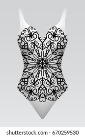 swimsuit with mandala ornament. fashion vector illustration