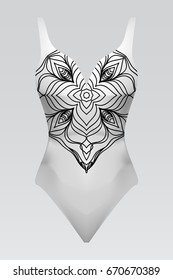 swimsuit with modern design mandala ornament. fashion vector illustration