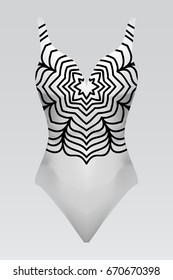 swimsuit with modern design mandala ornament. fashion vector illustration