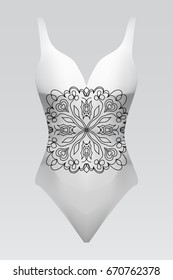 swimsuit with modern design mandala ornament. fashion vector illustration