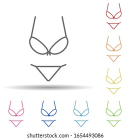 Swimsuit in multi color style icon. Simple thin line, outline vector of woman accessories icons for ui and ux, website or mobile application