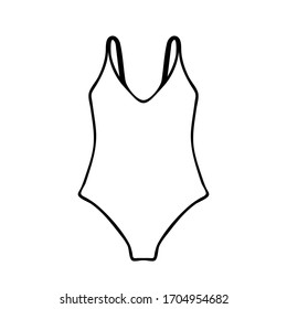 Swimsuit on white background. Vector line element for invitation flyer, promotion stickers, web banner and poster design. Isolated.