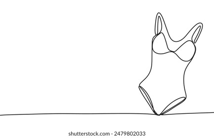 Swimsuit one line continuous. Swimsuit line art. Hand drawn vector art.