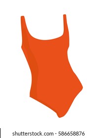 Swimsuit orange realistic vector illustration isolated