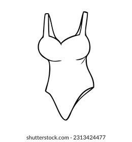 swimsuit outline vector illustration,isolated on white background,top view