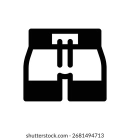 Badeanzug. Konturenstrichvektorsymbol mit schwarz gefüllten Details.