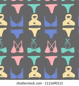 Swimsuit pattern. Hand drawn illustration. Vector.