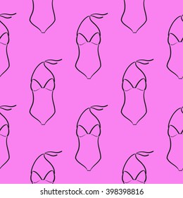 Swimsuit seamless pattern vector. Stylish hand-drawn illustration.
