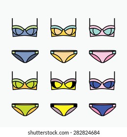 Swimsuit set. Vector illustration. Summer time
