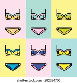 Swimsuit set. Vector illustration. Summer time