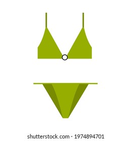Swimsuit simple icon green. Vector Illustration