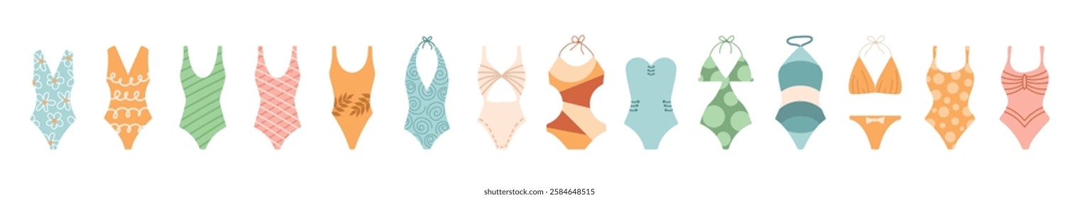 swimsuit. swimming clothes. summer. vacation by the sea. vector. beautiful women's swimwear. clothes. clothes for a beautiful girl. a bikini. Burkini.