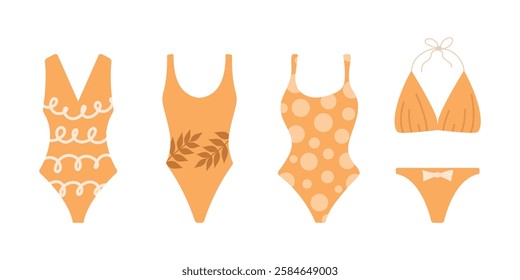 swimsuit. swimming clothes. summer. vacation by the sea. vector. beautiful women's swimwear. clothes. clothes for a beautiful girl. a bikini. Burkini.