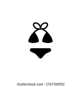 Swimsuit Vektorsymbol auf schwarz-weißem Hintergrund, gefüllt