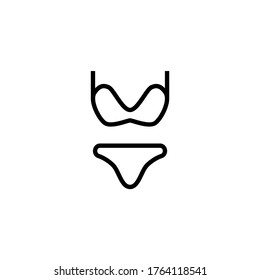 Icono de vector de traje de baño en icono de estilo de línea negra, estilo aislado en fondo blanco