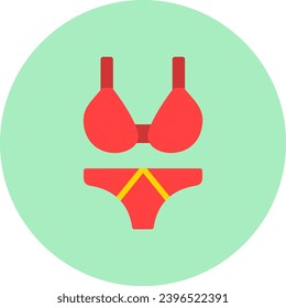 Swimsuit Vector Icon Flat Circle Style