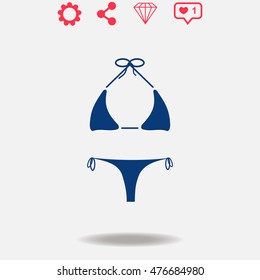 Swimsuit vector icon on grey background.