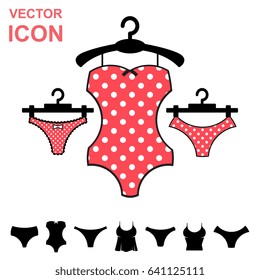 Swimsuit Vector Icon on White Background. Modern Youth Underwear Clothes Collection