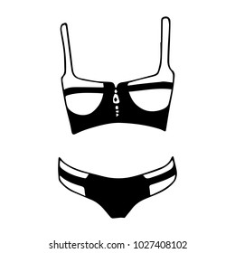 Swimsuit vector illustration. Doodle style. Design, print, logo, decor, textile, paper