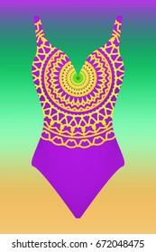 swimsuit. vector illustration with print mandala