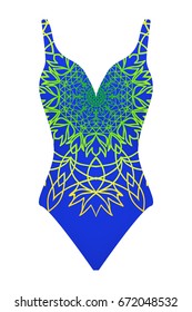 swimsuit. vector illustration with print mandala