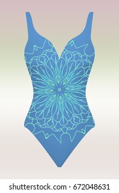 swimsuit. vector illustration with print mandala