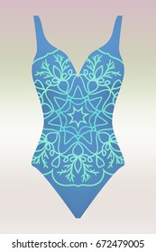 swimsuit. vector illustration with print mandala