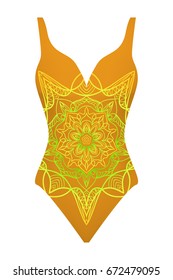 swimsuit. vector illustration with print mandala