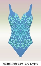 swimsuit. vector illustration with print mandala