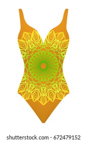 swimsuit. vector illustration with print mandala