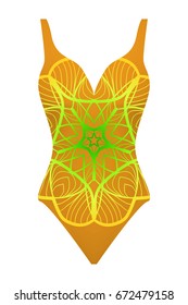 swimsuit. vector illustration with print mandala