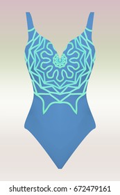 swimsuit. vector illustration with print mandala