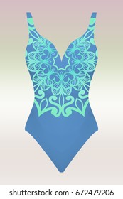 swimsuit. vector illustration with print mandala