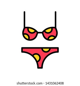 Swimsuit vector, Summer Holiday related filled icon editable outline