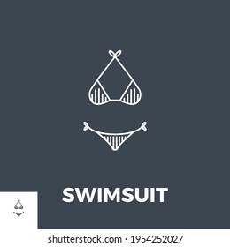 Swimsuit Vector Thin Line Icon. Isolated on Black Background. Vector Illustration.