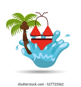 swimsuit water splash palm summer vacation vector illustration