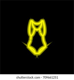 Swimsuit yellow glowing neon ui ux icon. Glowing sign logo vector