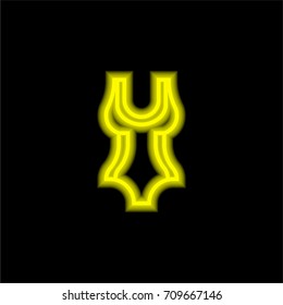 Swimsuit yellow glowing neon ui ux icon. Glowing sign logo vector