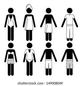 Diseño de trajes de baño sobre fondo blanco Ilustración vectorial 