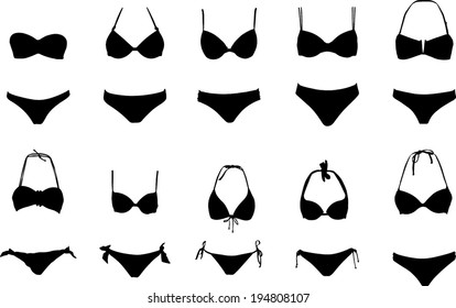 Swimsuits vector silhouettes
