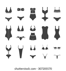Swimwear and bikini vector set