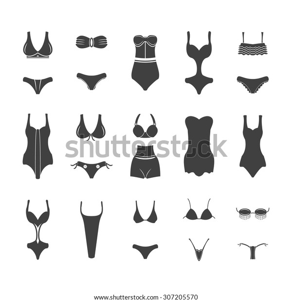 Swimwear Bikini Vector Set Stock Vector Royalty Free 307205570 Shutterstock